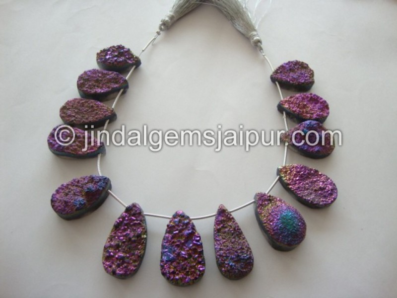Rainbow Druzy Faceted Pear Shape Beads